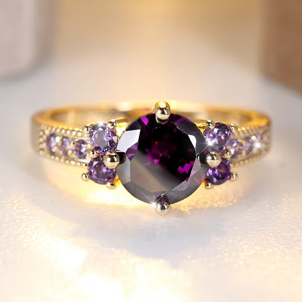 Gold Amethyst Accent Ring