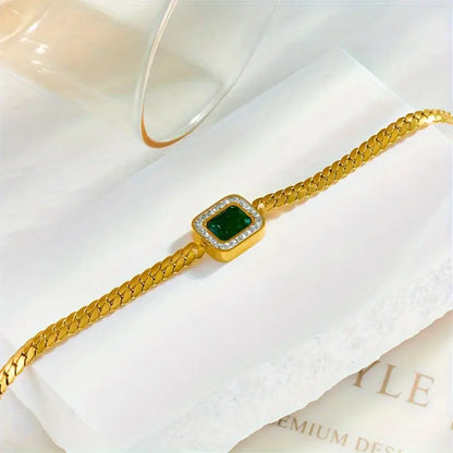 Gold Emerald Chain Bracelet