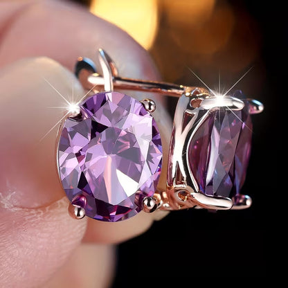 Rose Gold Amethyst Stud Earrings
