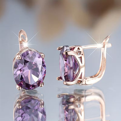 Rose Gold Amethyst Stud Earrings