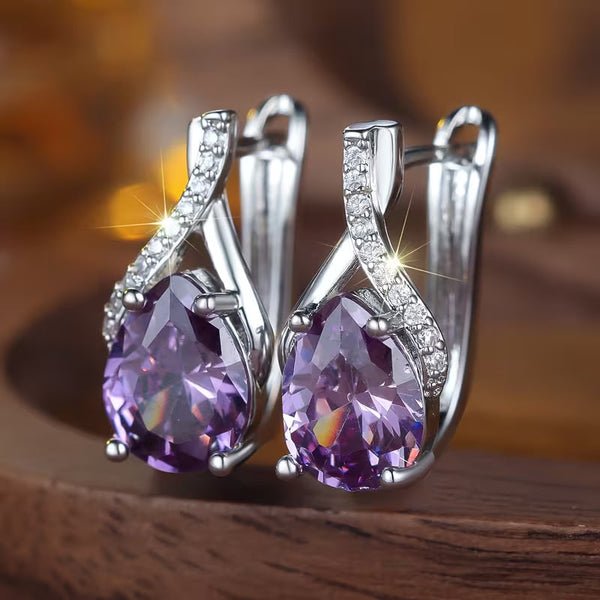 Silver Amethyst Drop Earrings