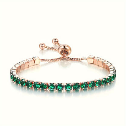 Gold Emerald Adjustable Tennis Bracelet