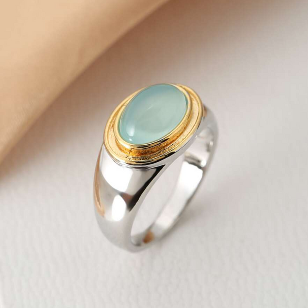 Silver and Gold Bezel Cabochon Ring
