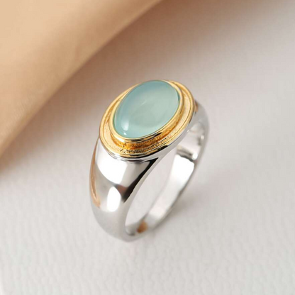 Silver and Gold Bezel Cabochon Ring