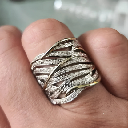 Silver and Gold Woven Band Ring